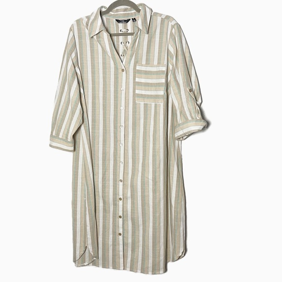 Mile Gabrielle Dresses & Skirts - Mile Gabrielle stripped neutral midi dress size 2X preppy plus size coastal